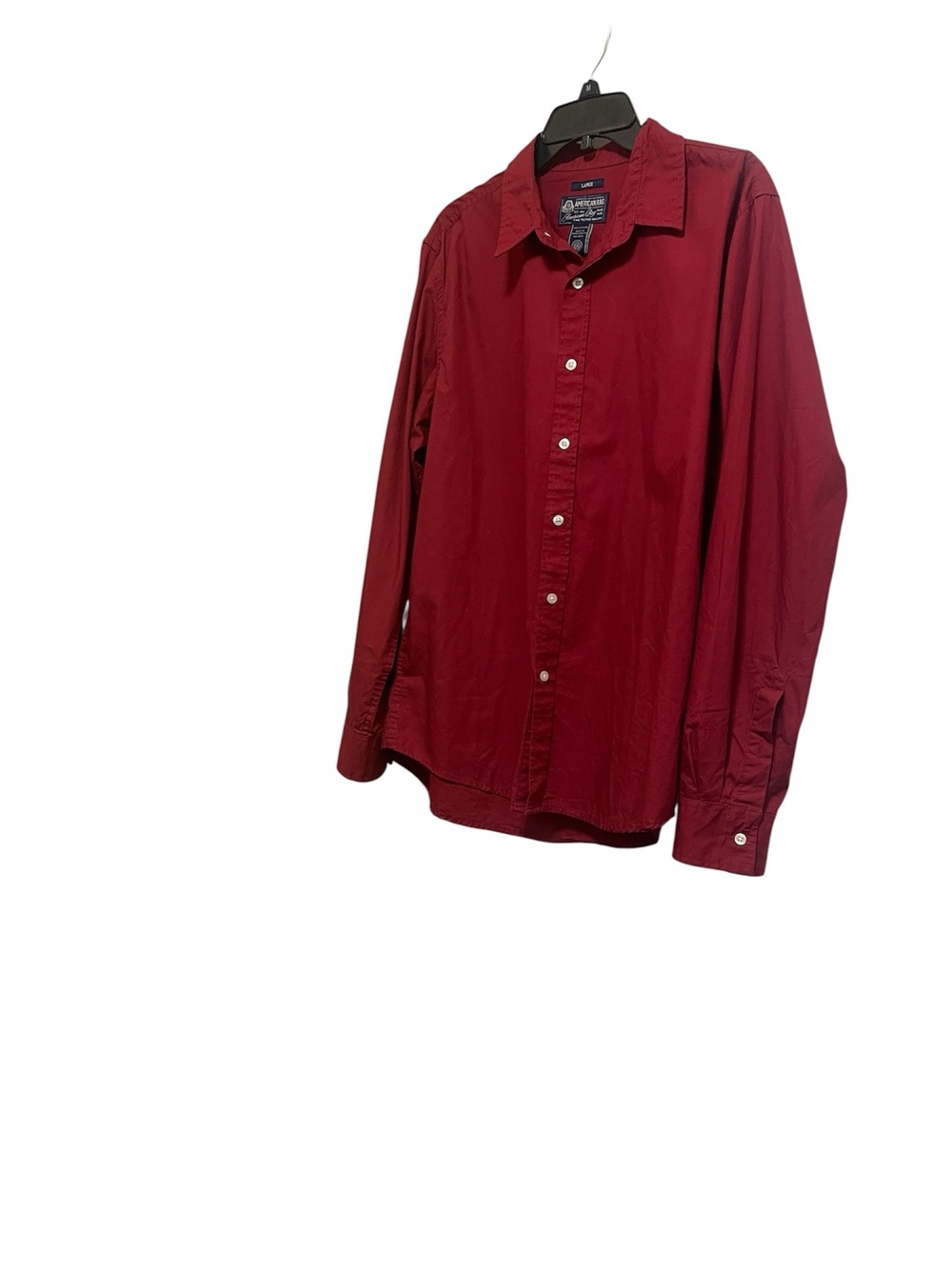 AMERICAN RAG BUTTON-UP CLASSIC SHIRT COTTON MEN LONG SLEEVE RED COLOR LARGE ***